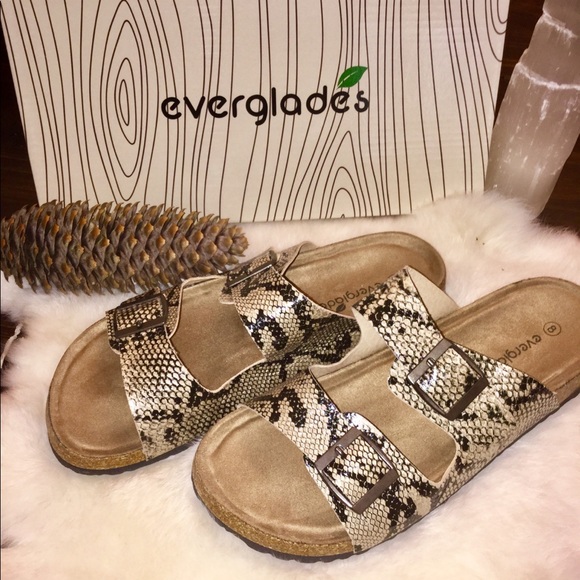 Everglades Shoes - NWT Everglades Birk-1 Snake cork slides